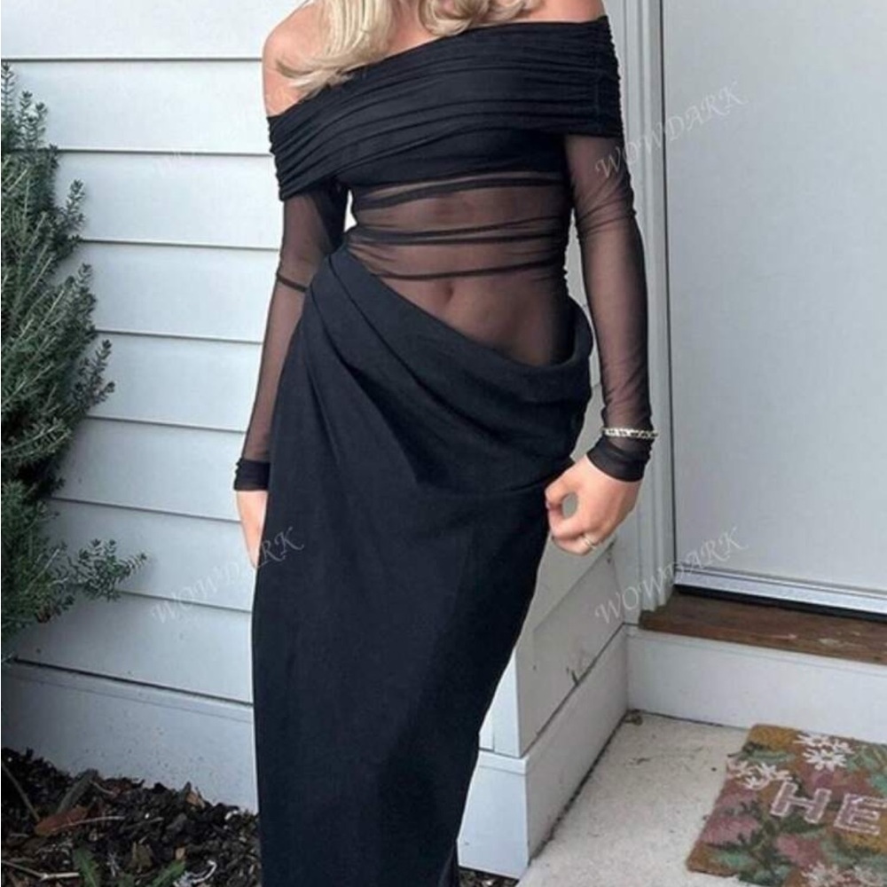 Black elegant off the shoulder dress